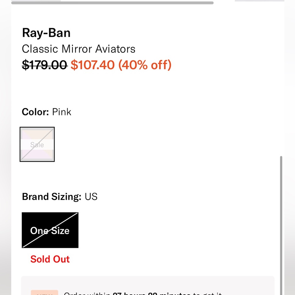 Rayban Classic Mirror Aviators in Pink. - Picture 6 of 8